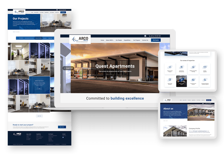 Www.gonfaresstico created the website for construction company ARCO to present their services
